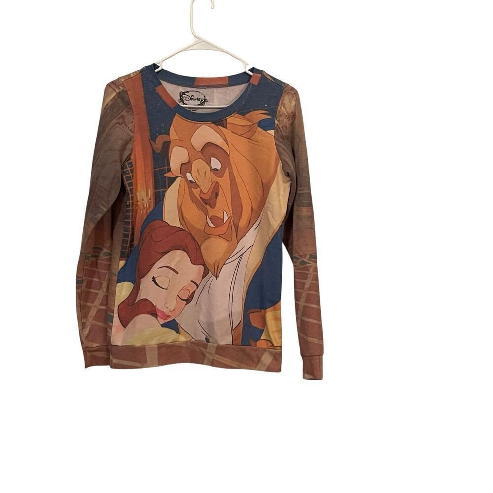 Disney Womens Multicolor Beauty And The Beast Pullover Sweater Size Medium